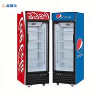 Réfrigérateur-congélateur vertical à double porte, à température unique, économique, pour boissons, avec refroidissement par air, pour présentation en supermarché