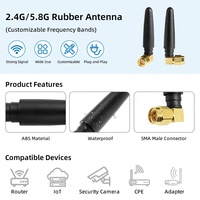 Antenne WiFi double bande 2.4G 5.8G en caoutchouc, gain élevé 3dBi, verticale, pour routeur, carte réseau, amplificateur de signal