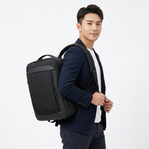 Black Waterproof Laptop Backpack Business Travel Bag with USB Port <b>Large</b> Capacity Computer <b>Rucksack</b> for Office School - Product Image 4