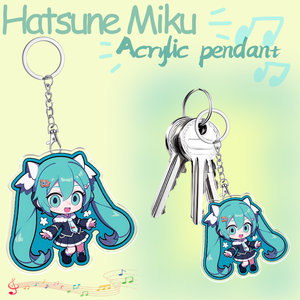 Porte-clés Hatsune Miku, accessoire d'anime, porte-clés en acrylique de 6 cm, décoration de <span class=keywords><strong>sac</strong></span> de dessin animé, porte-clés mignon, cadeaux d'anniversaire pour amis et fans - Product Image 3