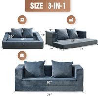 Canapé-lit double pour chien, personnalisé, confortable, rembourré en mousse rafraîchissante, 3 en 1, pouf de sol