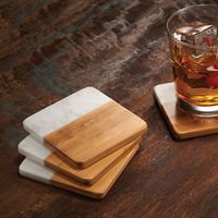 Sous-verres en marbre et bois d'acacia pour boissons, cadeaux de mariage, en stock local aux États-Unis, sans droits de douane
