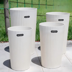 Grand pot de fleurs surdimensionné en résine imitation céramique ; <span class=keywords><strong>Jardinière</strong></span> Oiseau de paradis 2024 ; Pièce d'appoint élégante et simple <span class=keywords><strong>sur</strong></span> <span class=keywords><strong>pied</strong></span> haut pour salon - Product Image 4