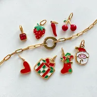 EManco Kerstthema verwisselbare bedelarmband verguld emaille schattige fruit & kerstman DIY dropshipping
