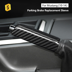 <span class=keywords><strong>Shasha</strong></span> fibre de carbone véritable couverture intérieure de voiture frein à main Auto accessoires pour Ford Mustang 2010 2011 2012 2013 2014 - Product Image 2