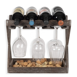 Moderno Botellero <span class=keywords><strong>de</strong></span> <span class=keywords><strong>Madera</strong></span> Maciza Ecológico con Capacidad para 24 Copas, Soporte para Copas, Almacenamiento <span class=keywords><strong>de</strong></span> Corchos, Bandeja Organizadora <span class=keywords><strong>de</strong></span> Mesa, Muebles para el Hogar - Product Image 5