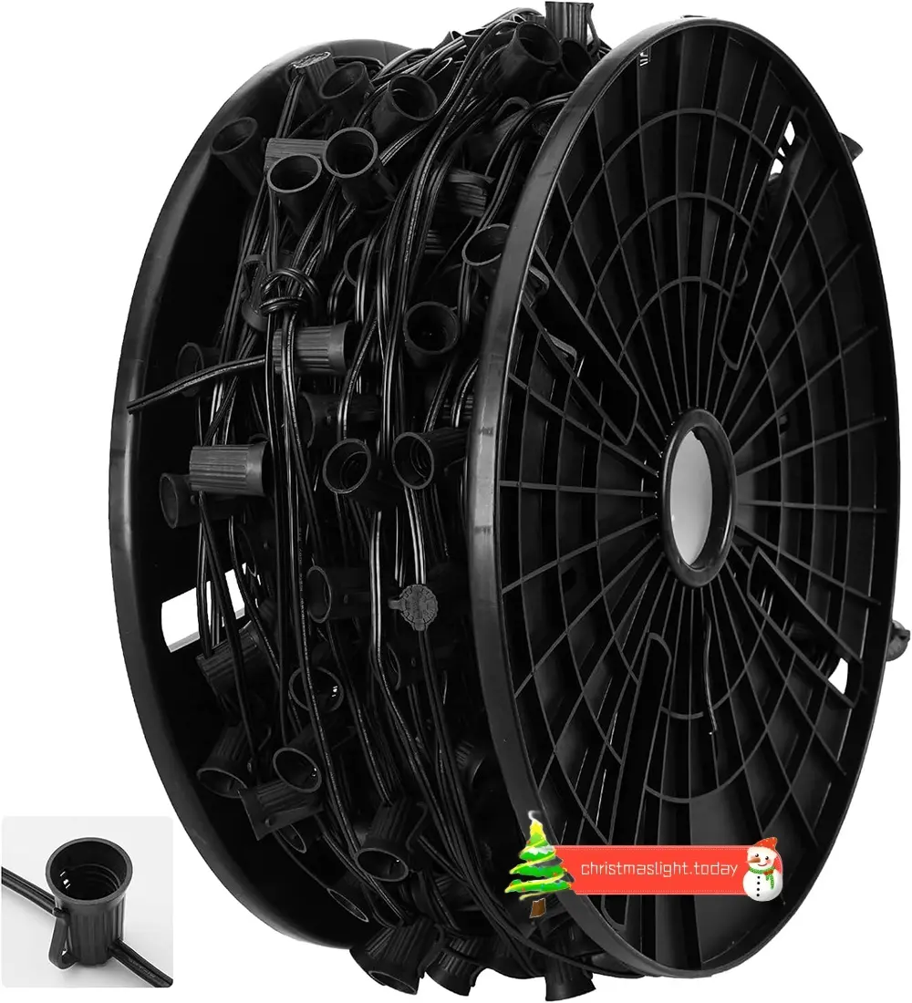 500FT C9 Soquete De Natal Stringer Reel 12 "Espaçamento UL SPT-1 18Awg Comercial C9 Luz Sockets Spool Natal Luz cabo