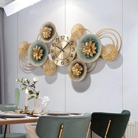 Horloge murale en métal de luxe 86X40CM, fleur d'entrée de salon, chambre créative, décoration de maison silencieuse, livraison directe atmosphérique DDP