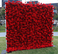 Panneau mural 3D en fleurs artificielles de roses en soie faites à la main, haute simulation, 8x8 pieds, pour mariage, Noël, Thanksgiving