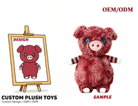 Boneka Karakter Babi Maroon Lembut Isi Dakron untuk Hadiah Promosi Boneka Plush Kustom