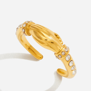 Friendship Hand <b>Ring</b> <b>Titanium</b> Steel Pave Setting Women's Jewelry Gift - Product Image 1