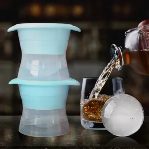 1PC威士忌圆形制冰机硅胶球形e模具制冰机快速冰柜冰模托盘厨房小工具