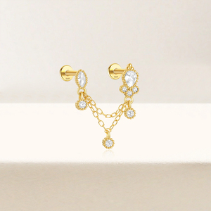 Pendiente de borla de diamante único de plata de ley S925, sencillo y a la moda, para uso diario, tipo piercing de hilo para cartílago de la oreja - Product Image 5