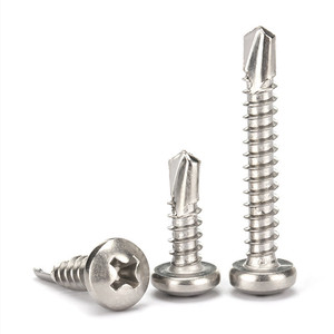Bolsa <span class=keywords><strong>de</strong></span> 100 piezas <span class=keywords><strong>de</strong></span> acero inoxidable 410 Pan redondo autoperforante tornillo para techos M4.2 M4.8 sistema <span class=keywords><strong>de</strong></span> medición métrica empotrada en cruz - Product Image 4