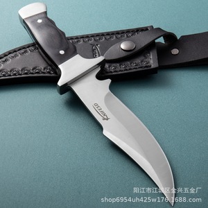 Couteau à lame fixe Full Tang pour dropshipping Shopify, 5 mm d'épaisseur, en acier inoxydable, couteau tactique de survie pour le camping, manche en bois importé - Product Image 2