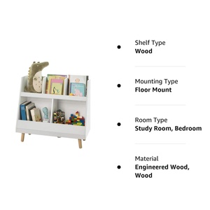 Blanco pequeño barato de madera bebés guardería Almacenamiento de juguetes y estantes de libros estante de madera para el hogar niños sala de almacenamiento - Product Image 4
