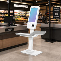 Kiosco de Autoservicio Android de 23.8 Pulgadas RK3568 4+64, Máquina de Pedidos con Pantalla Táctil de Pie, Impresora de 80 mm y Escáner FM60
