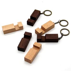 Porte-clés gadget portable promotionnel, support de téléphone portable en bois personnalisé avec logo - Product Image 2