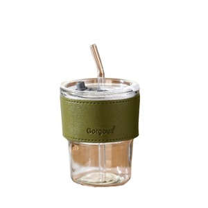 Gorgous Glass <b>Cup</b> <b>With</b> <b>Straw</b> Reusable Travel Drinkware For <b>Coffee</b> Tea Water - Product Image 3