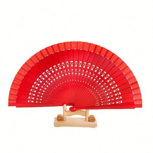 Multicolor Wooden Folding Fan Vintage Bamboo With Carved Animal Design Home Decoration for Wedding or Birthday - Product Image 3