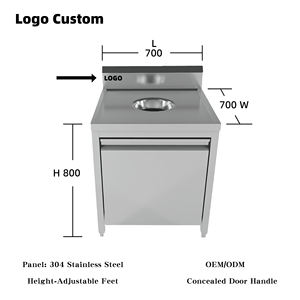 ตู้เก็บขยะครัวสแตนเลส 304 แบบเปิดเดี่ยว สำหรับโรงแรม โรงอาหาร และครัวเชิงพาณิชย์ ผลิตจากเหล็ก - Product Image 2