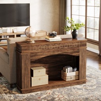 Table console d'entrée convertible à 2 niveaux avec motif élégant en bois, design moderne