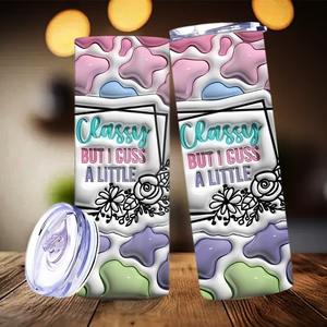 แก้วน้ำพิมพ์ลายวัวพาสเทล 3 มิติ ขนาด 20 ออนซ์ แบบกำหนดเอง พร้อมคำพูด "Classy But I <span class=keywords><strong>Cuss</strong></span> A Little" สินค้าในสหรัฐอเมริกา จัดส่งฟรี - Product Image 2