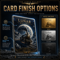 Cartes de collection en métal personnalisées, impression HD du chemin de fer lunaire, carte de collection en acier inoxydable pour les collectionneurs de TCG, cadeau de luxe