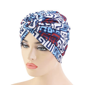 Style ethnique bohème fleur imprimé femmes noué coton Turban bandeau <span class=keywords><strong>chimiothérapie</strong></span> chapeau Bonnet Hijabs Bandanas - Product Image 3