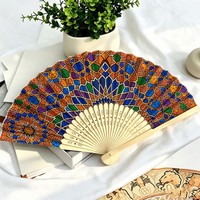 Éventail pliant décoratif en bambou sculpté sur mesure, avec face imprimée, souvenir de mariage ou de fête
