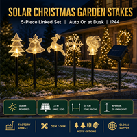 Lampes solaires de Noël pour jardin, ensemble de 5 pièces connectées pour la décoration extérieure des pelouses et des allées