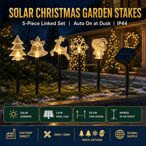 <span class=keywords><strong>Luces</strong></span> <span class=keywords><strong>Solares</strong></span> de <span class=keywords><strong>Navidad</strong></span> para Jardín, Juego de 5 Piezas Enlazadas para Decoración de Césped y Caminos al Aire Libre - Product Image 1