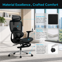 Chaise de bureau ergonomique en maille avec tissu en maille durable, chaise pivotante pour ordinateur, chaise de travail réglable pour les magasins de détail
