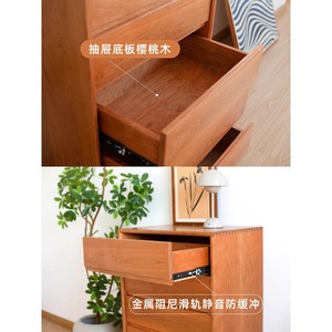 Cherry Wood Five <b>Drawer</b> Chest Solid Wood Modern Storage Cabinet Bedroom Living Room Dresser - Product Image 5