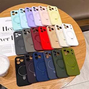 Funda de Silicona con Anillo Giratorio 360° y Soporte Magnético para iPhone 13 14 15 16 Pro Max, Funda de Silicona Real TPU PC - Product Image 1