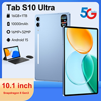 Tab S10 Ultra 10,1 pouces MTK Octa Core 16 Go + 1 To 108 MP 10000 mAh 4G/5G Double SIM + TF Écran sans cadre 2560x1600 Android 14 Navigateur Face