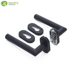 Manija de base ovalada Palanca en forma de L Superficie negra Manija de puerta de acero inoxidable - Product Image 3