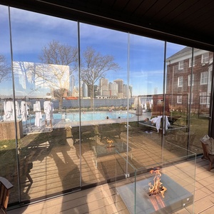 Bioclimatic Sunroom Pergola 슬라이딩 유리 도어 분말 코팅 프레임 오래된 원예 옵션 팬 연결 파빌리온 전망대 - Product Image 4