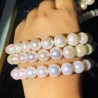 Grade 1A blanc rose violet naturel eau douce Edison perle brin forme ronde 9-14mm perles chaîne