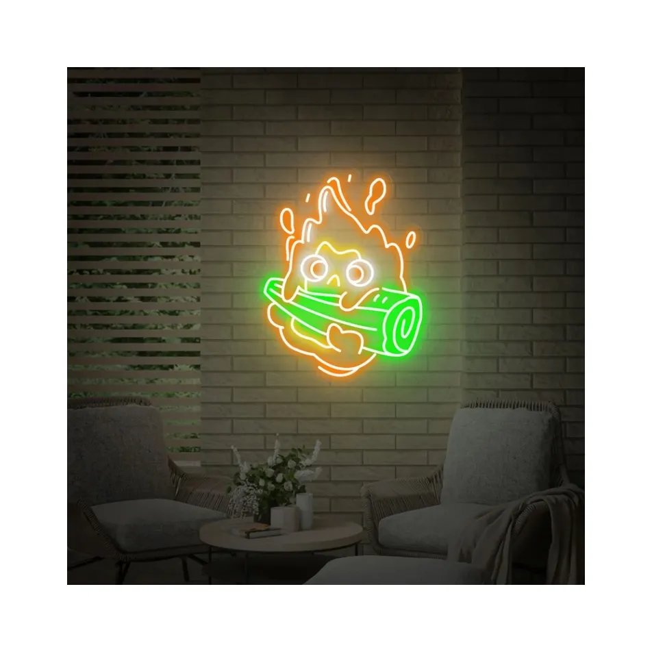 Letreros de neón de salida de fábrica a buen precio, luces de neón 3D RGB multicolores, letrero de neón de fuego de anime LED personalizado para decoración del hogar