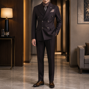 Nouveau costume <span class=keywords><strong>homme</strong></span> croisé bordeaux style italien, col en V, ensemble 2 pièces, coupe ajustée sur mesure, pour <span class=keywords><strong>mariage</strong></span> et cérémonie - Product Image 4