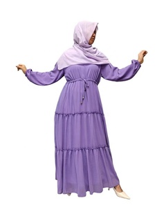 Robe musulmane rétro couleur filet 2023. Robe de mode à manches longues décontractée chaude d'automne. - Product Image 2