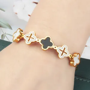 Exquisite jewelry gift accessories inlaid diamond shell plated 18K gold stainless steel bracelet for women