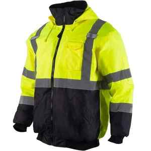 Sudadera con Capucha de Alta Visibilidad Personalizada al por Mayor, Ropa de Trabajo Reflectante de Seguridad, Impermeable, para Invierno, ANSI Clase 2, Amarilla - Product Image 1
