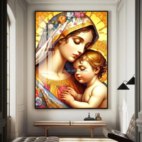 Impressions d'art numérique sur le thème religieux, peintures de portraits, peintures sur porcelaine cristalline avec cadres en alliage d'aluminium