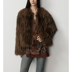 <strong>Lady</strong> Girl's Winter Fox Fur <strong>Coat</strong> Easy Casual Light Airy Artistic Vertical <strong>Car</strong> Strip Thick Lining Silk Breathable Trench - Product Image 5