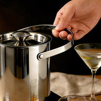 Ensemble de seaux à glace isothermes en acier inoxydable avec pinces à glace, couvercle et plateau, 1,3 L, double paroi, pour boissons de bar