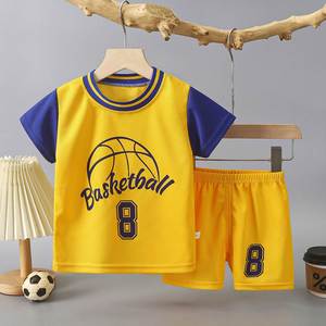 1-10 años 2 piezas conjuntos de ropa de verano para niños <span class=keywords><strong>Camiseta</strong></span> de manga corta informal para niños y pantalones cortos tela de Jersey estampada para trajes deportivos - Product Image 5