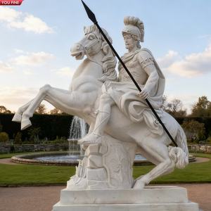 <span class=keywords><strong>Sculpture</strong></span> de guerrier équestre en marbre blanc YOUFINE, <span class=keywords><strong>statue</strong></span> de cavalier pour jardin historique, parc à thème, décoration classique, œuvre d'art - Product Image 3