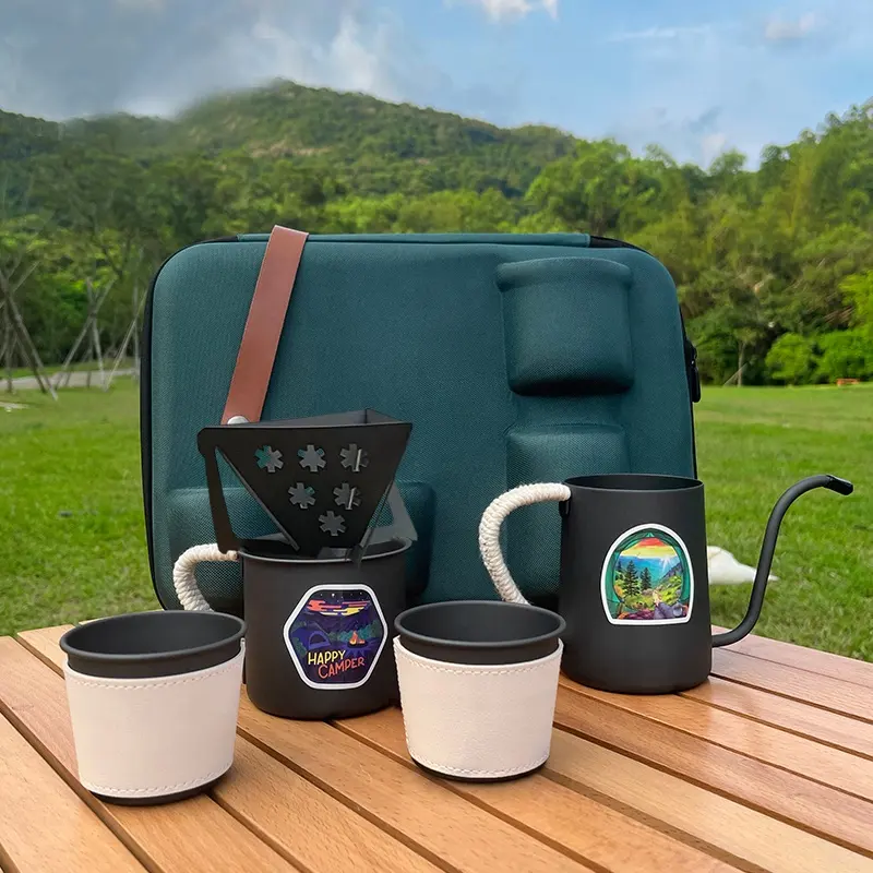 Versare sopra il Set da caffè imballaggio nero caffè da campeggio all'aperto Set regalo portatile accessori 60 caffè a goccia nuovo arrivo